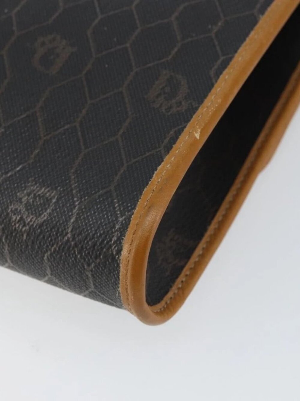 Christian Dior Honeycomb Canvas Chain Shoulder Bag PVC Black Gold Auth - Picture 10 of 15